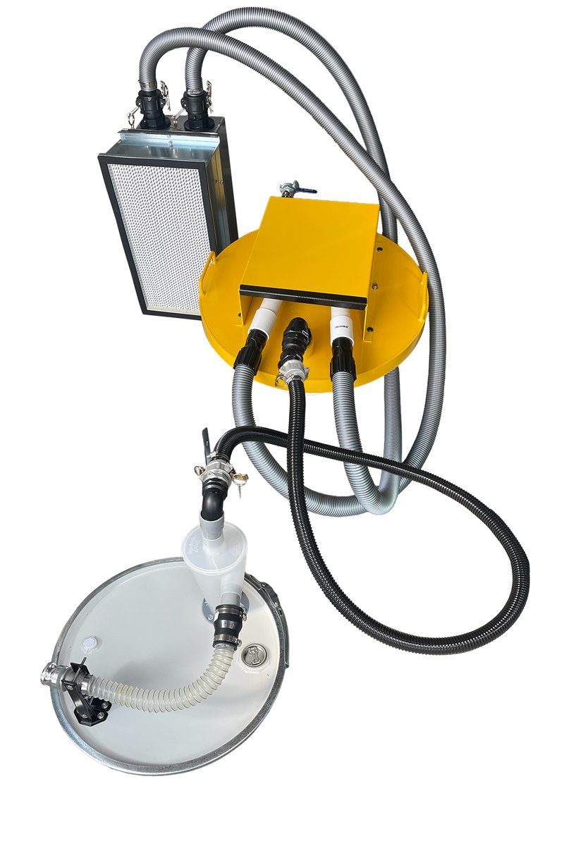 Pneumatic combustible dust vacuum, ATEX certified for continuous duty in classified zones
